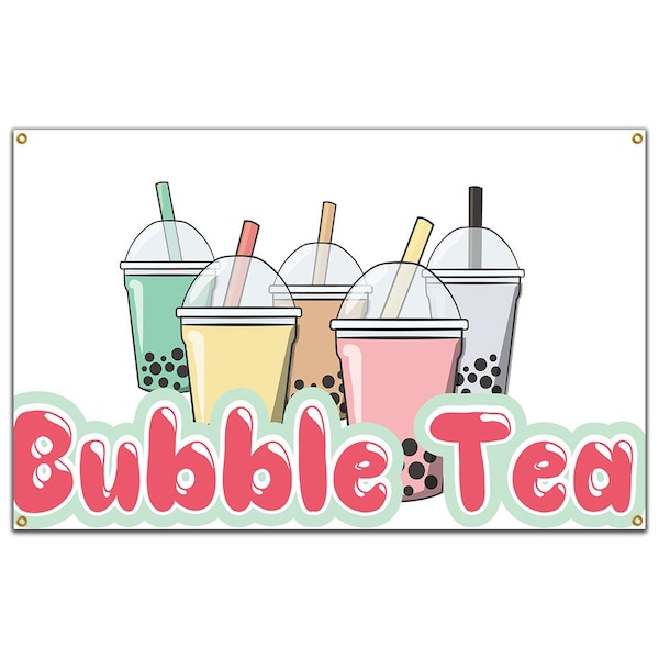 Bubble Tea Banner Heavy Duty 13 Oz Vinyl with Grommets Single Sided